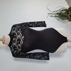 Little black bodysuit with lace top